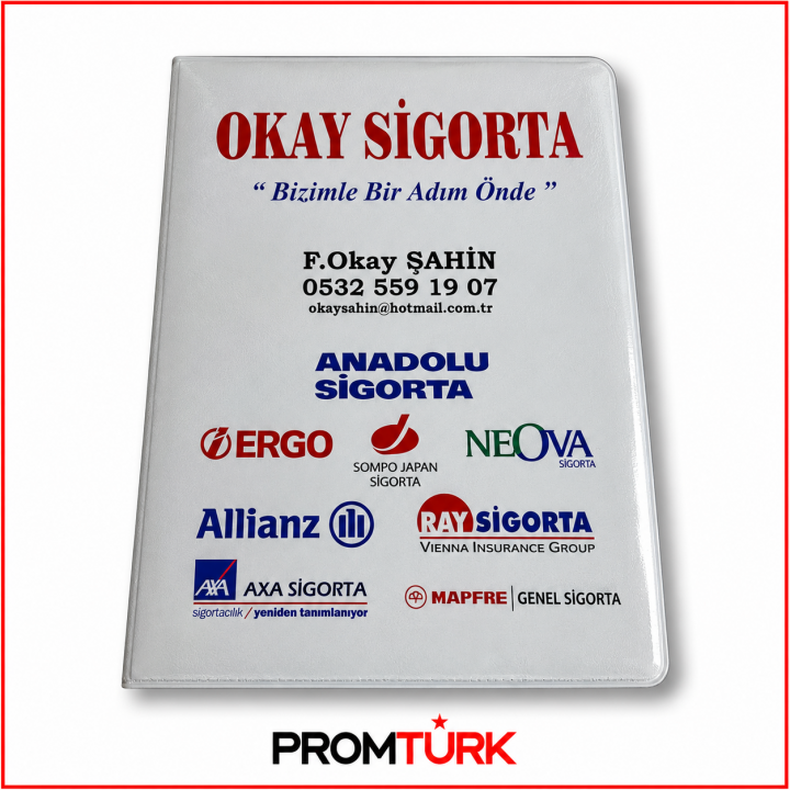 Beyaz Çok Renkli Ofset Baskılı Promosyon Ruhsat Kabı